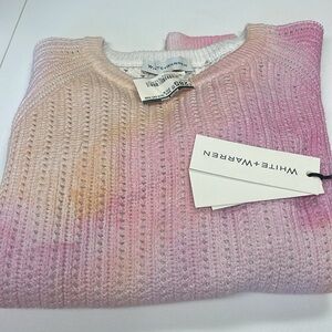 NWT White+Warren Washed Tie Dye Crewneck Sweater Sz M Italian Cotton Super Cute